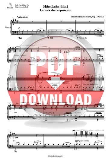 Hannikainen, Ilmari: H&auml;m&auml;r&auml;n &auml;&auml;ni, Op. 20 No. 3