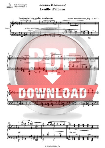 Hannikainen, Ilmari: Feuille d'album, Op. 25 No. 1