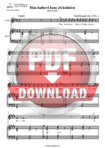 Kauppi, Emil: H&auml;n kulkevi kuin yli kukkien, Op. 52 No. 1